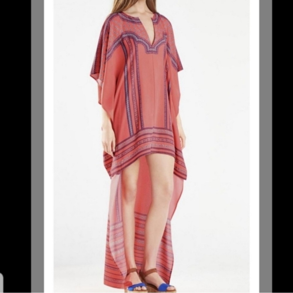 BCBGMaxAzria Vibrant Pink and Blue Patterned Blouse